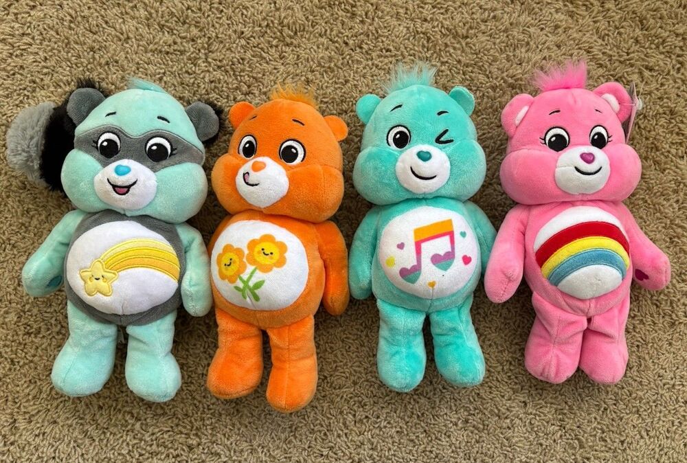 Lot of 4 Care Bears "Unlock the Magic" Plush Dolls Dated 2020 2022 10" Plush